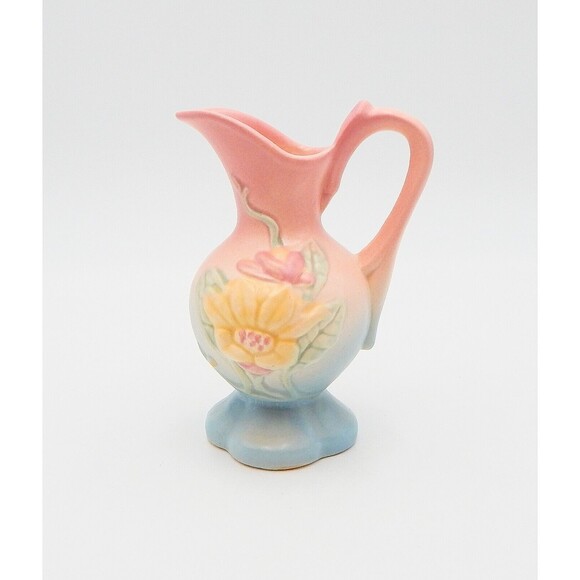 Hull Art Pottery USA Magnolia Ewer Pitcher Vase 14-4 1/2 Pink Yellow Blue - Picture 3 of 7